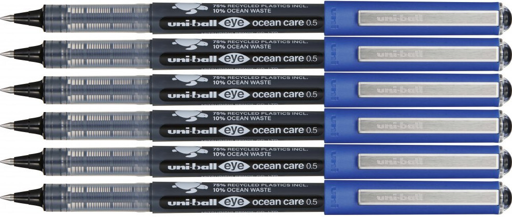 6x Pióro kulkowe Uni Eye Ocean Care, UB-150-ROP, 0.5mm, czarny