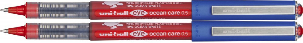 2x Pióro kulkowe Uni Eye Ocean Care, UB-150-ROP, 0.5mm, czerwony