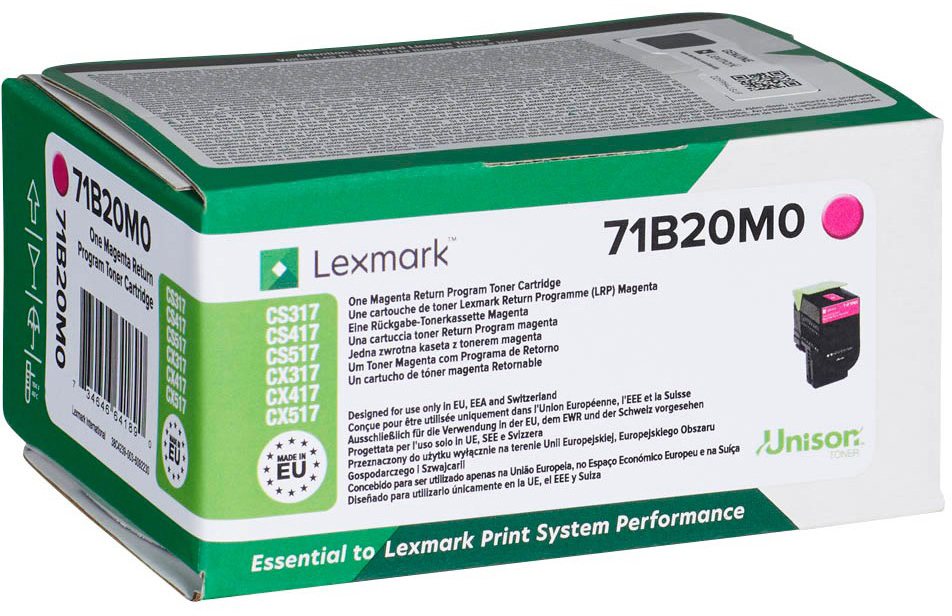 Kaseta z tonerem Lexmark (71B20M0), 2300 stron, zwrotny, magenta (purpurowy)