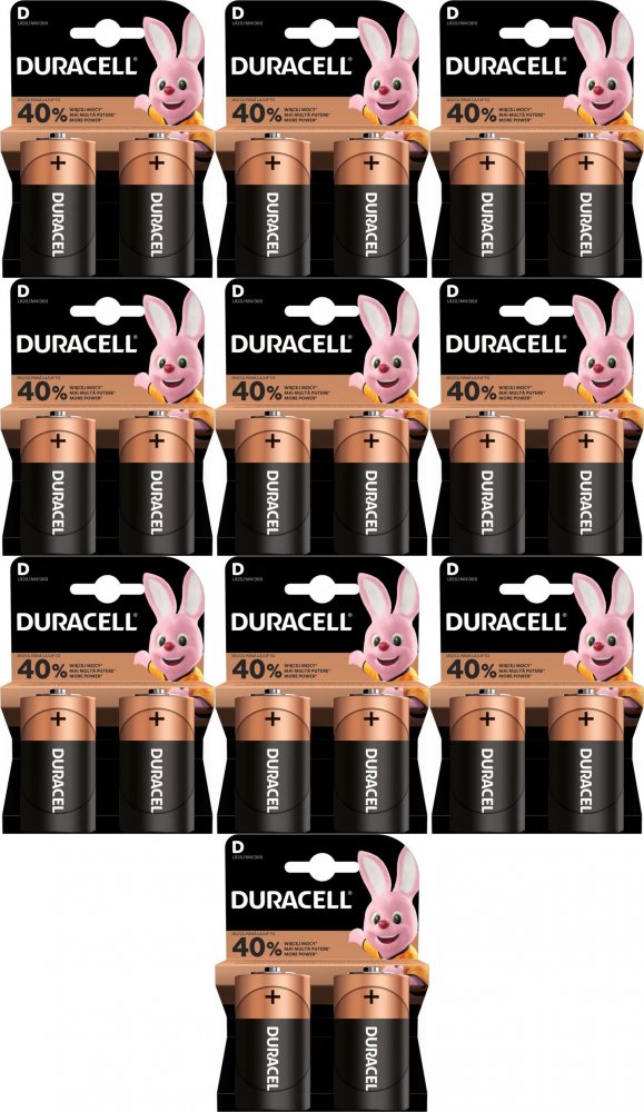 10x Bateria alkaliczna Duracell LR20/D, 2 sztuki