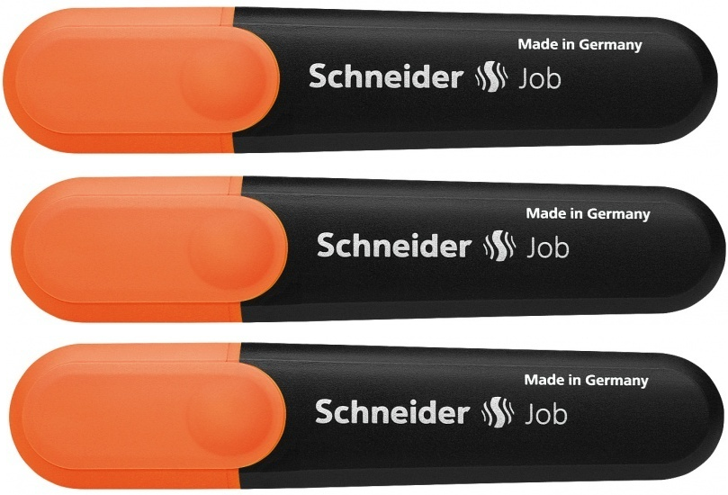 3x zakreślacz Schneider Job, ścięta, pomarańczowy