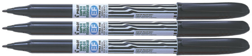 3x Marker do płyt CD i DVD Pilot, SCA-EF, okrągła, 2mm, czarny