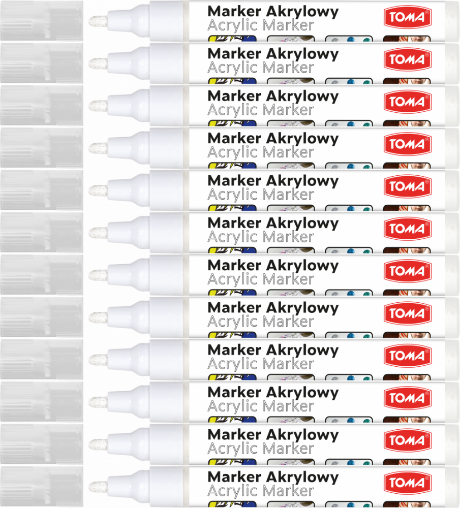 12x Marker akrylowy Toma TO-402, okrągła, 2.5mm, biały