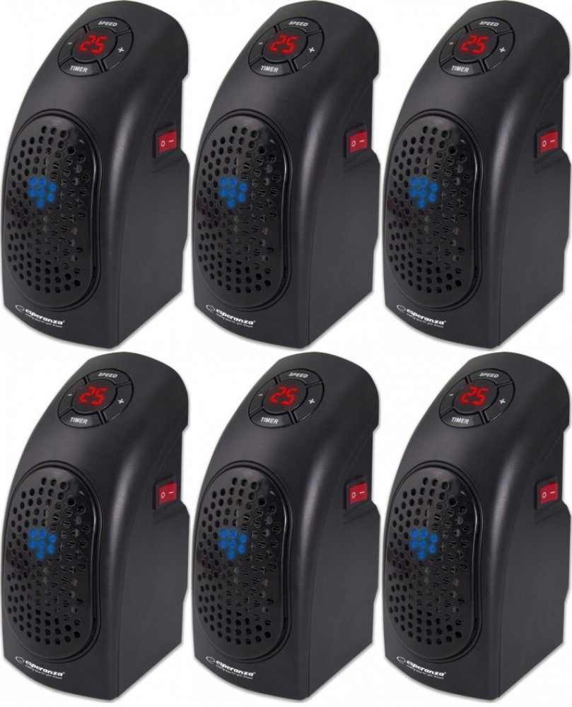 6x Mini termowentylator Esperanza Kalahari, czarny