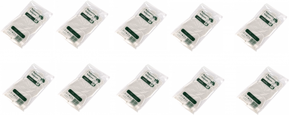10x Rękawiczki jednorazowe foliowe Sarantis, HDPE, rozmiar M, 100 sztuk, przezroczysty