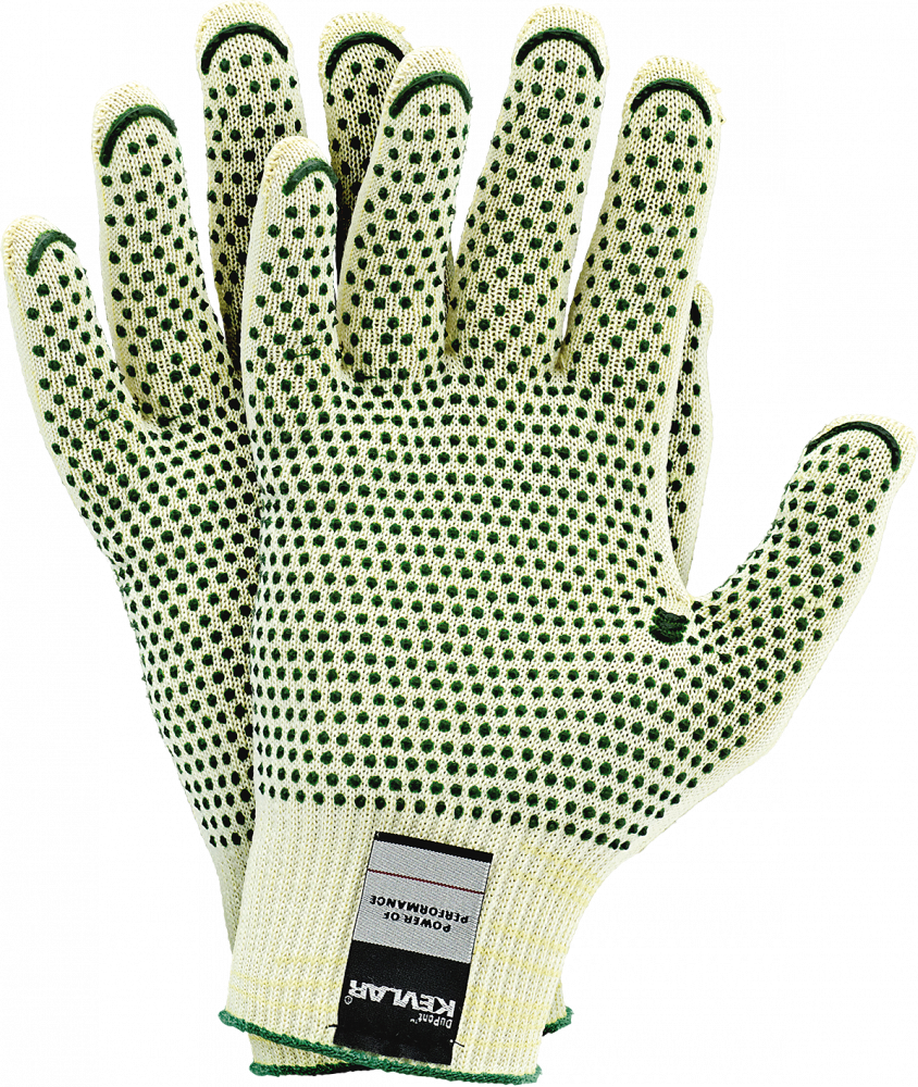 Rękawice robocze JS Gloves DuPont, RJ-KEVLAFIBV, tkaninowe, antyprzecięciowe, rozmiar 7, żółto-zielony