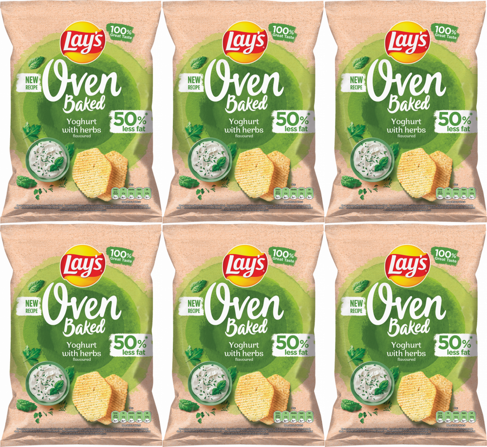 6x Chipsy Lay's Oven Baked Yoghurt with Herbs, jogurt z ziołami, 110g
