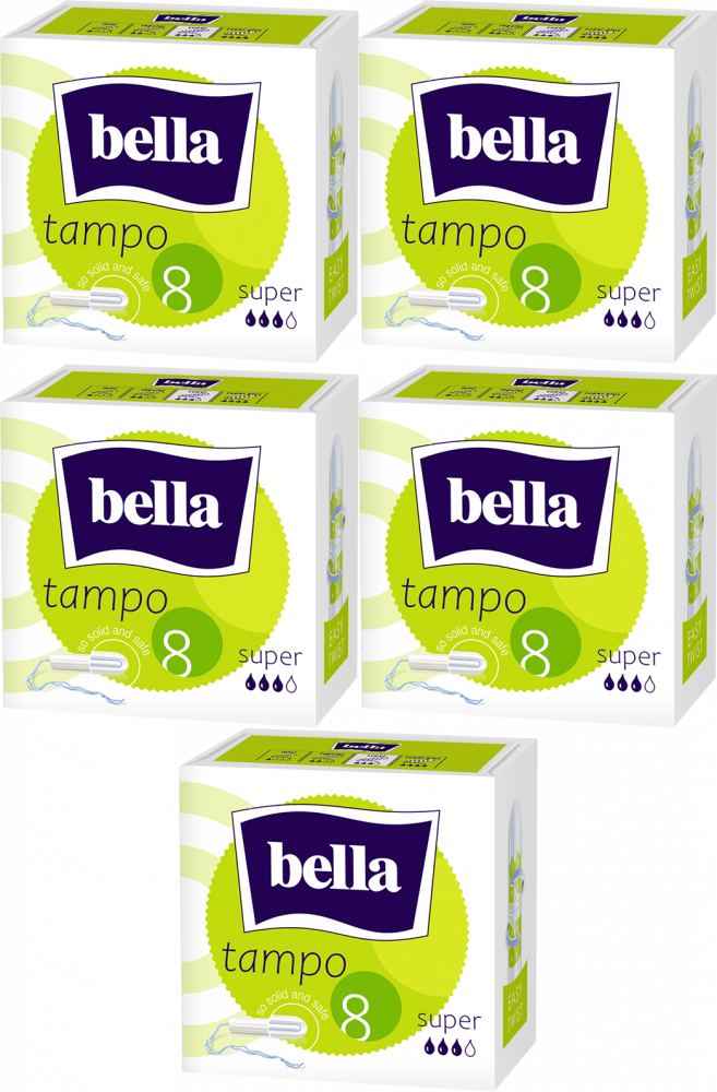 5x Tampony Bella, rozmiar super, 8 sztuk