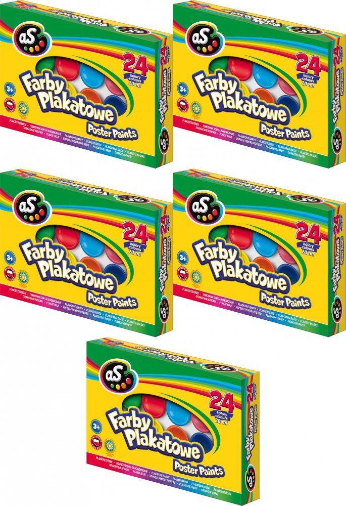 5x Farby plakatowe Astra AS, 20ml, 24 sztuki, mix kolorów