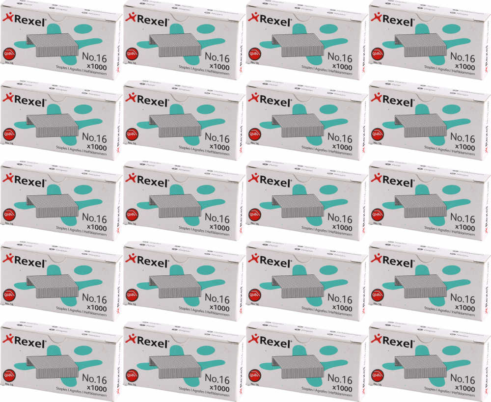 20x Zszywki Rexel, 24/6, 1000 sztuk, srebrny