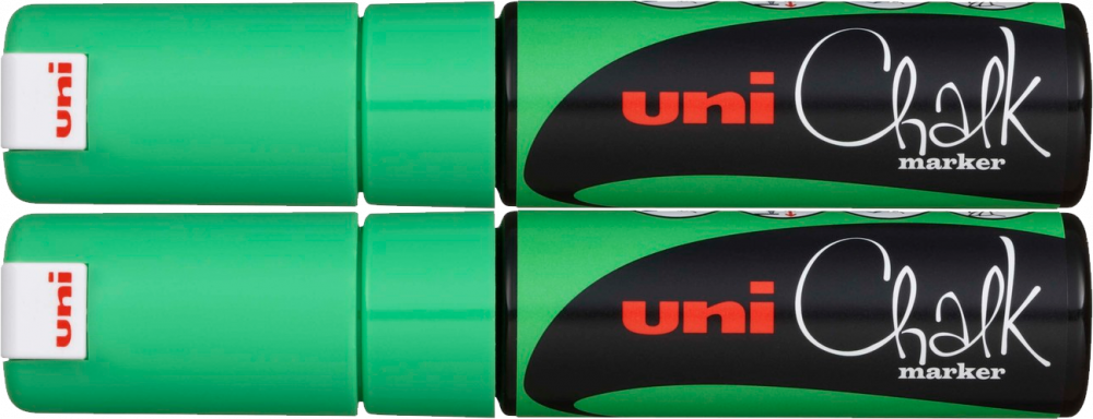 2x Marker kredowy Uni PWE-8K, ścięta, zielony