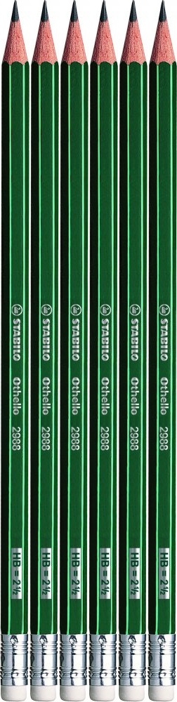 6x Ołówek Stabilo Othello 2988, HB, z gumką, zielony