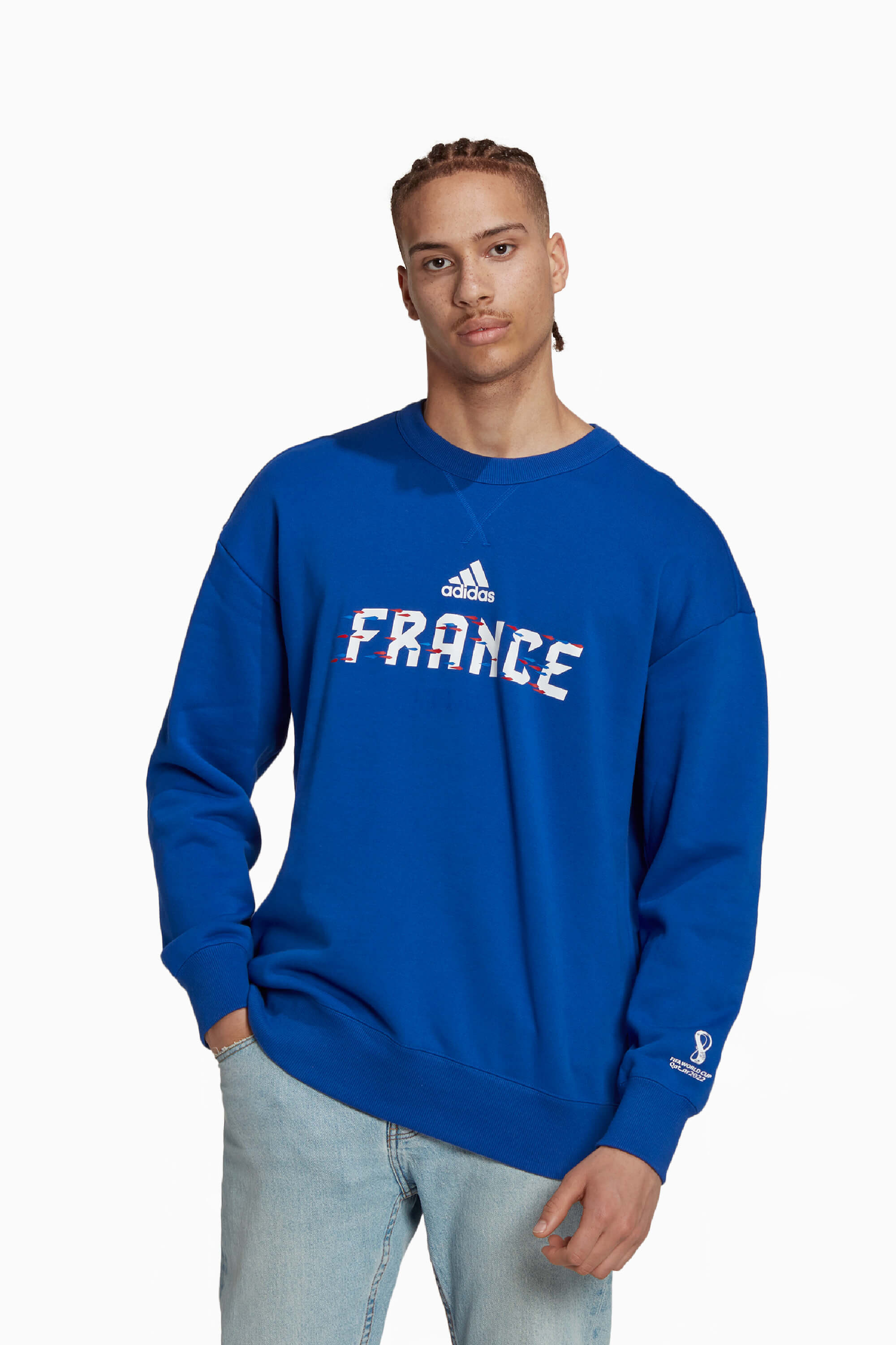 Bluza Reprezentacji Francji adidas World Cup 2022 Crew - Niebieski