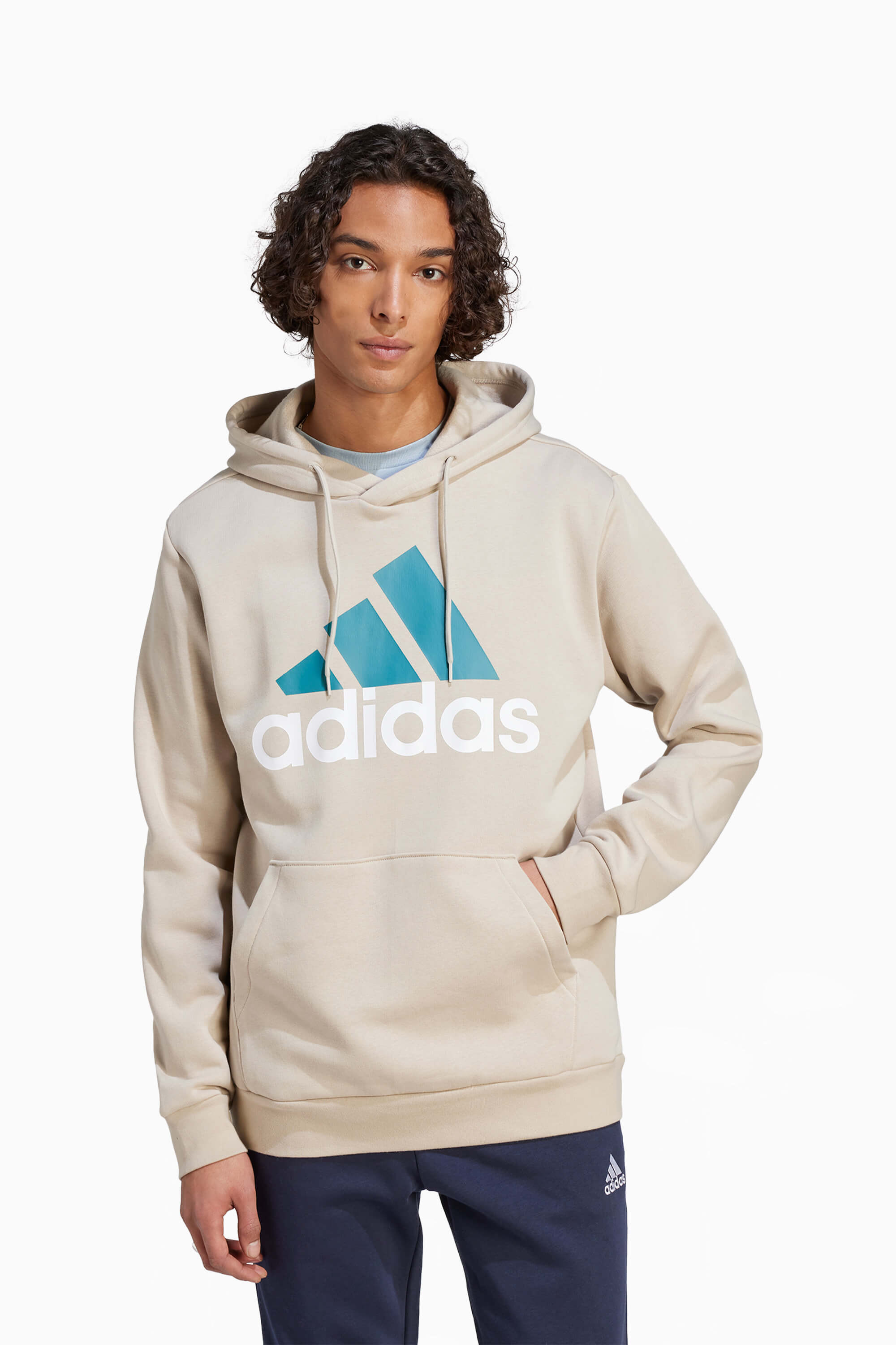 Bluza z kapturem adidas Essentials Fleece Big Logo - Beżowy