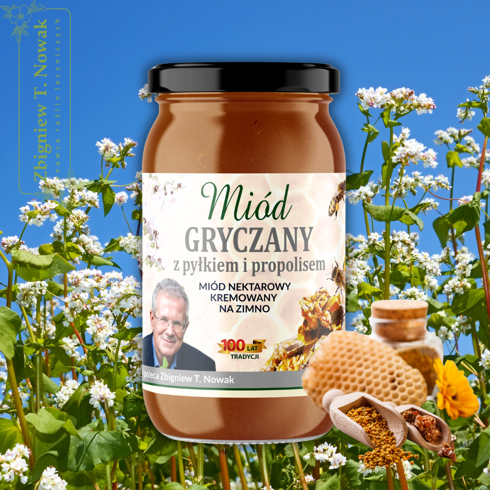 Miód GRYCZANY Z PYŁKIEM I PROPOLISEM 1010g – Zbigniew T. Nowak