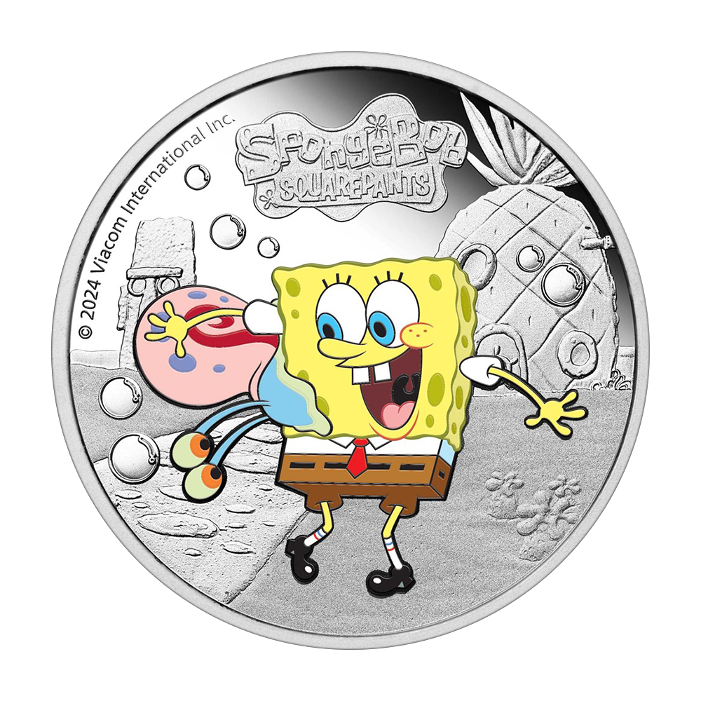 Srebrna moneta SpongeBob i Gary 1 uncja - wysyłka 24 h!