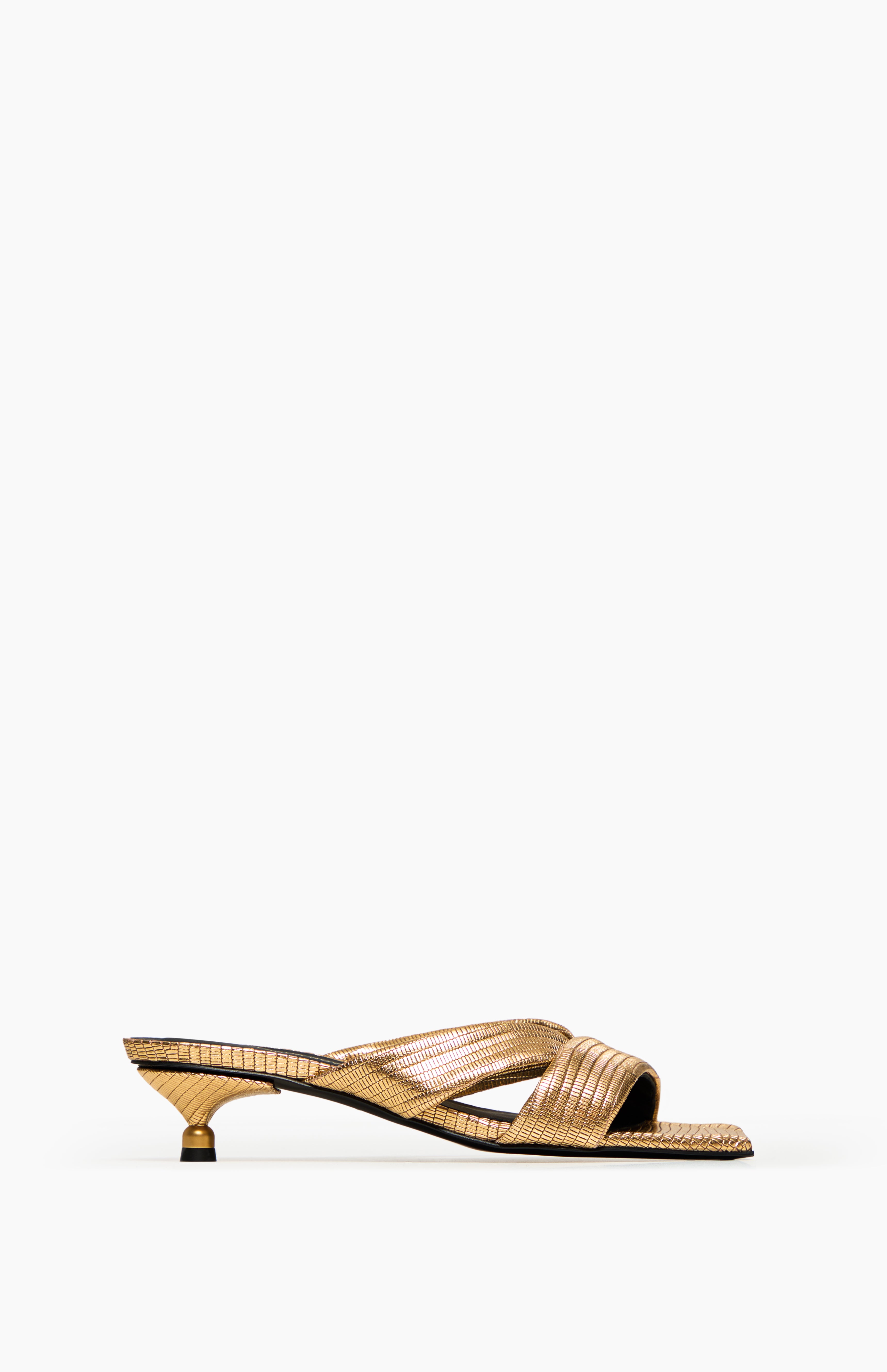 Klapki na obcasie MAYA DARK GOLD 35 - Vanda Novak