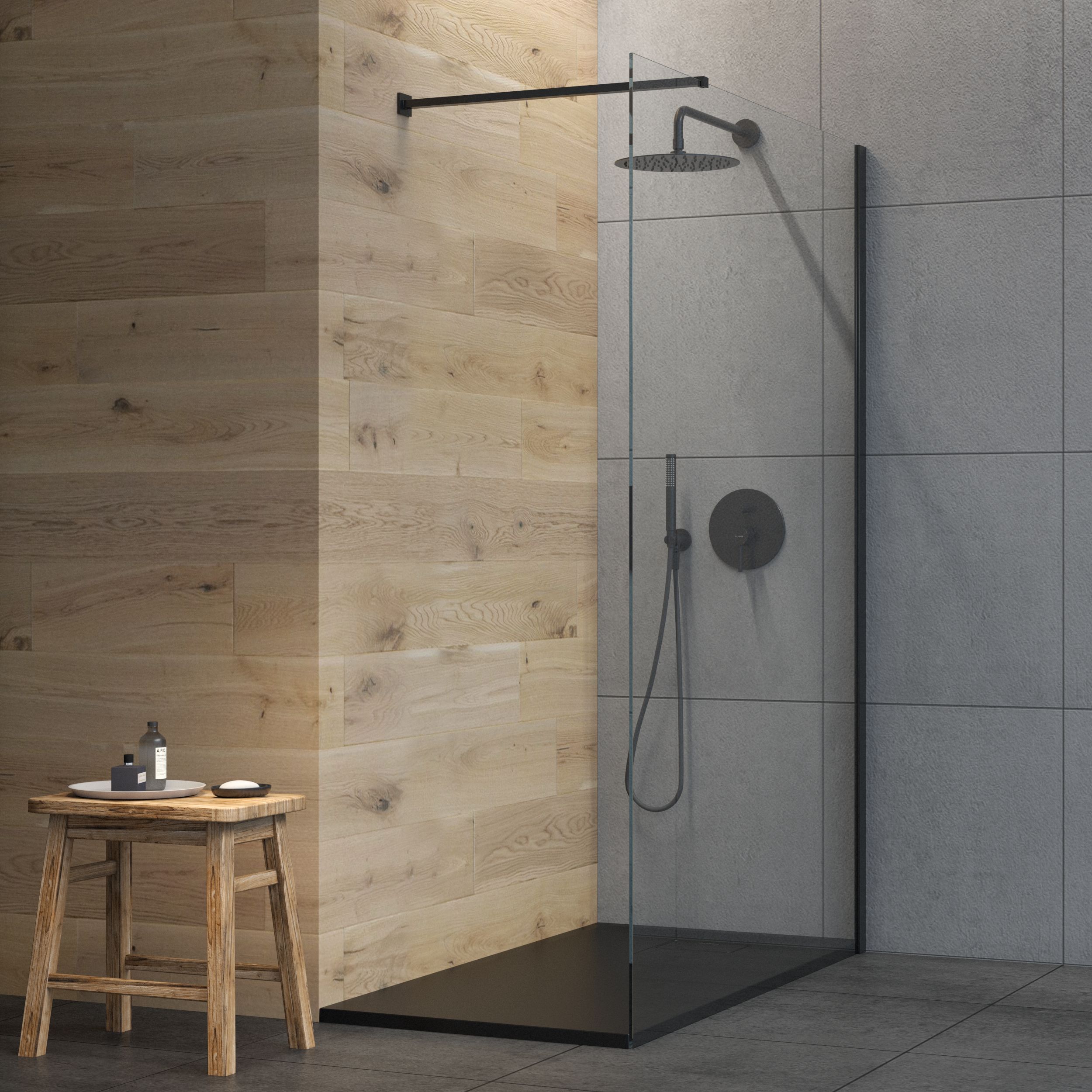 Oltens Bergytan brodzik 140x80 cm prostokątny RockSurface czarny mat 15106300 - Wysyłka w 24h