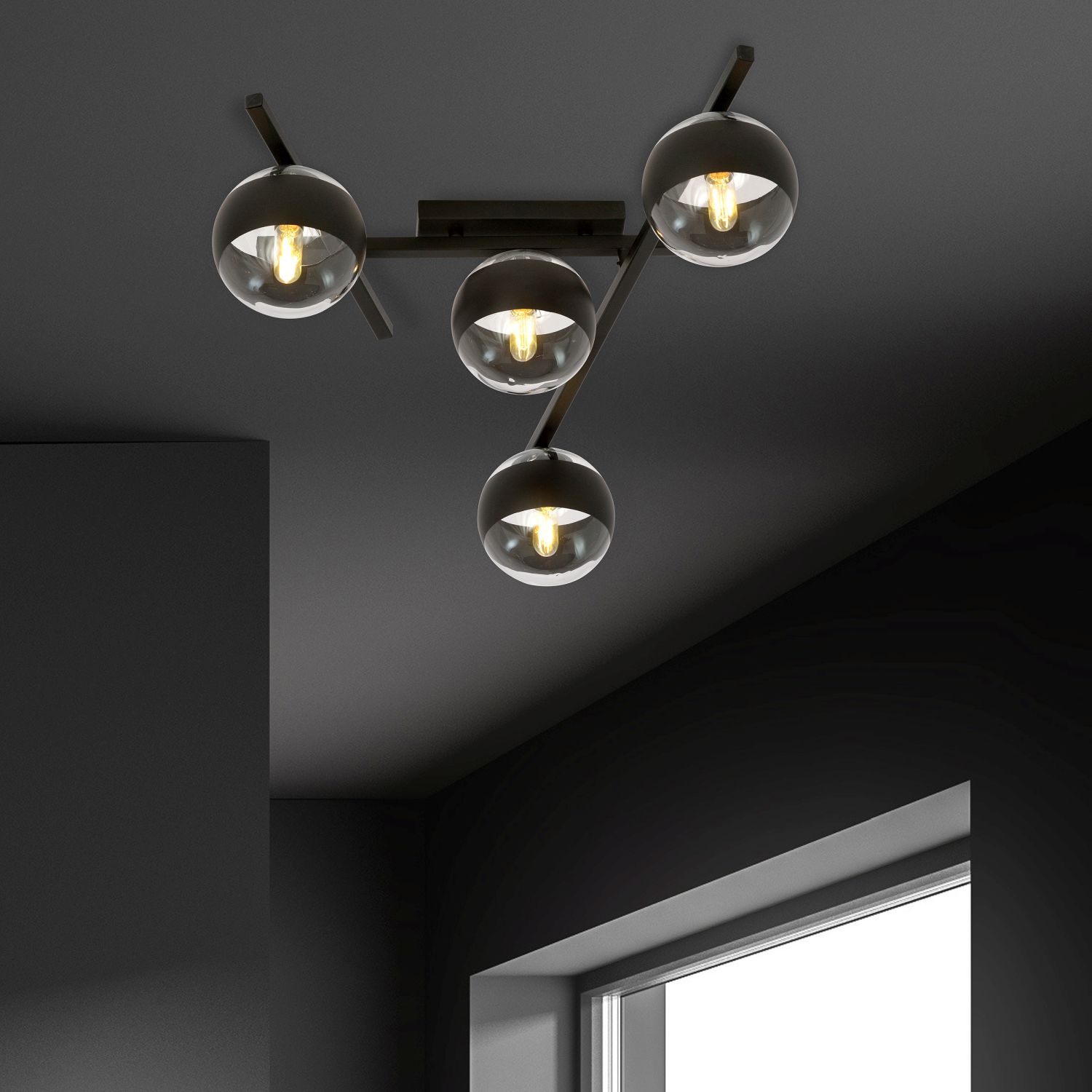 Emibig Smart Stripe lampa podsufitowa 4x10 W czarna-przezroczysta 1105/4