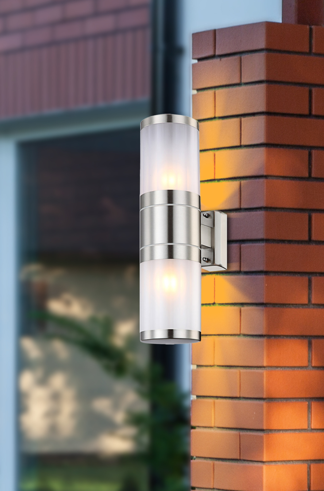 Globo Lighting Xeloo kinkiet zewnętrzny 2x60W stal nierdzewna/opal 32014-2