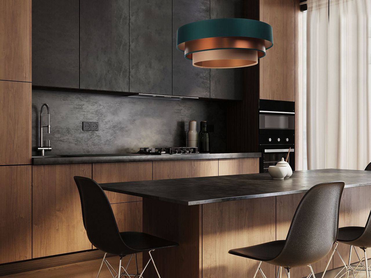 BPS Koncept Triniti lampa wisząca 1x60 W zielona-miedź 050-084-60