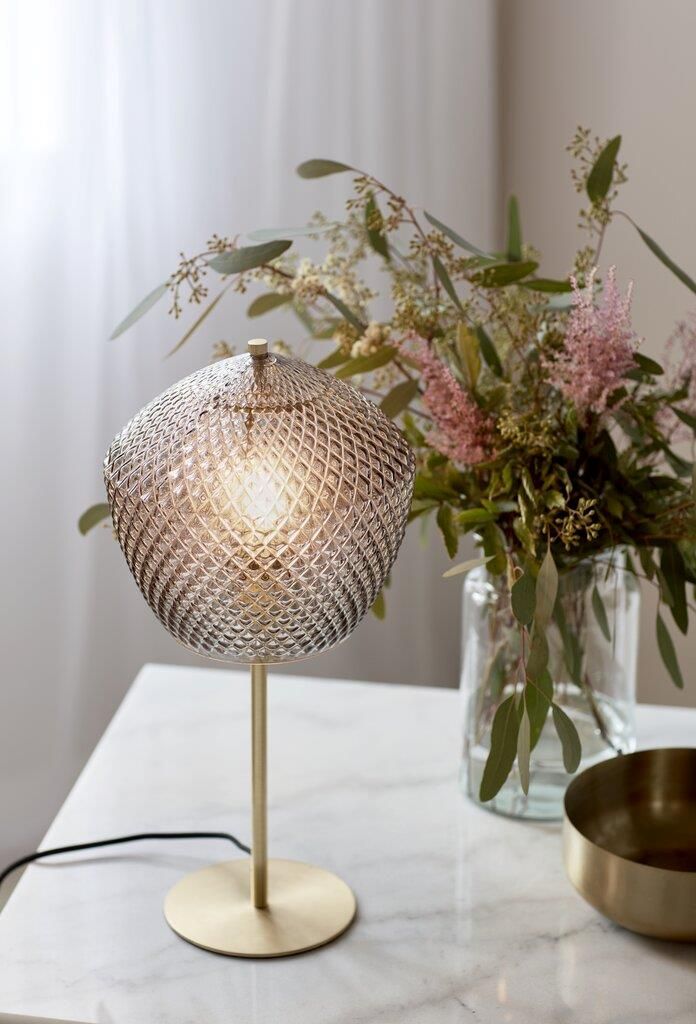 Nordlux Orbiform lampa stołowa 1x40W szkło przydymione/mosiądz 2010715047