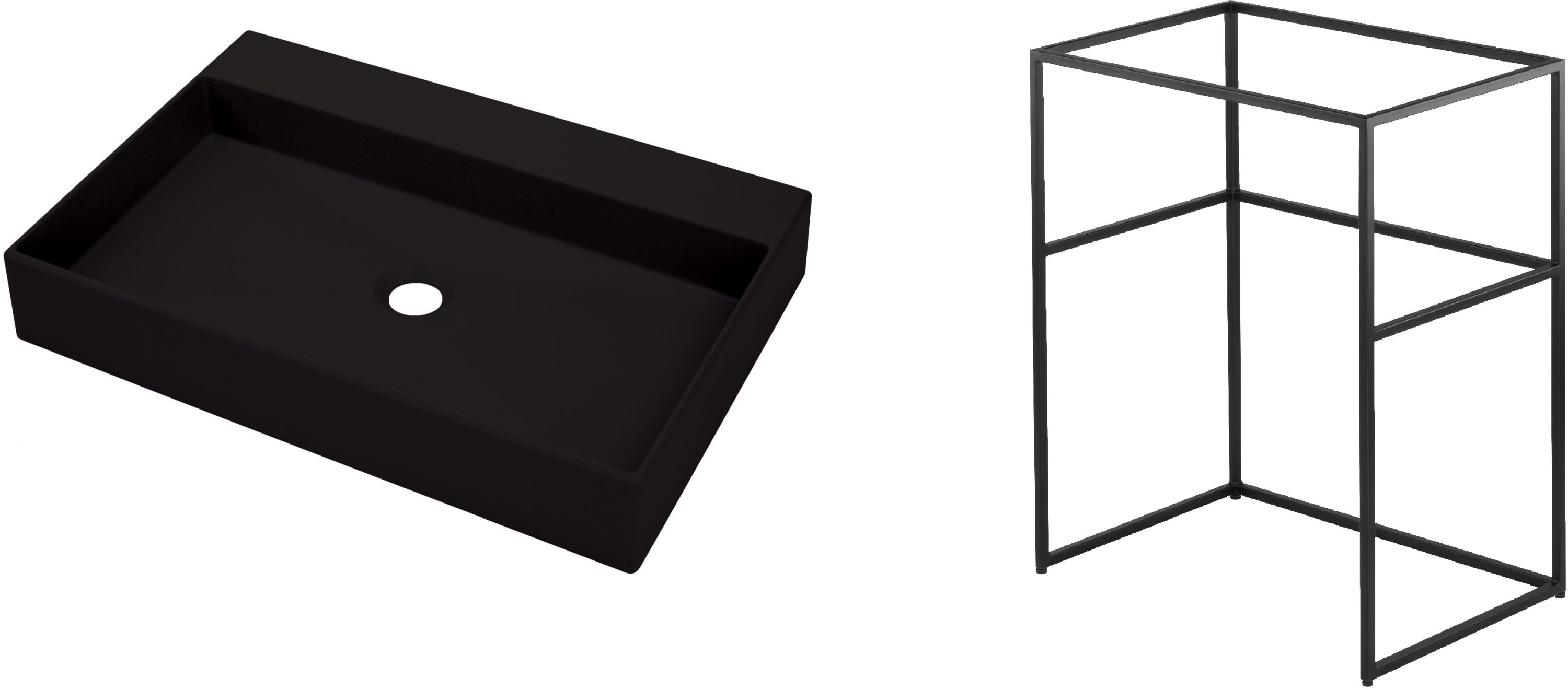 Zestaw Deante Correo umywalka z konsolą 60 cm stojącą czarny mat (CQRNU6S, CKCN60A)