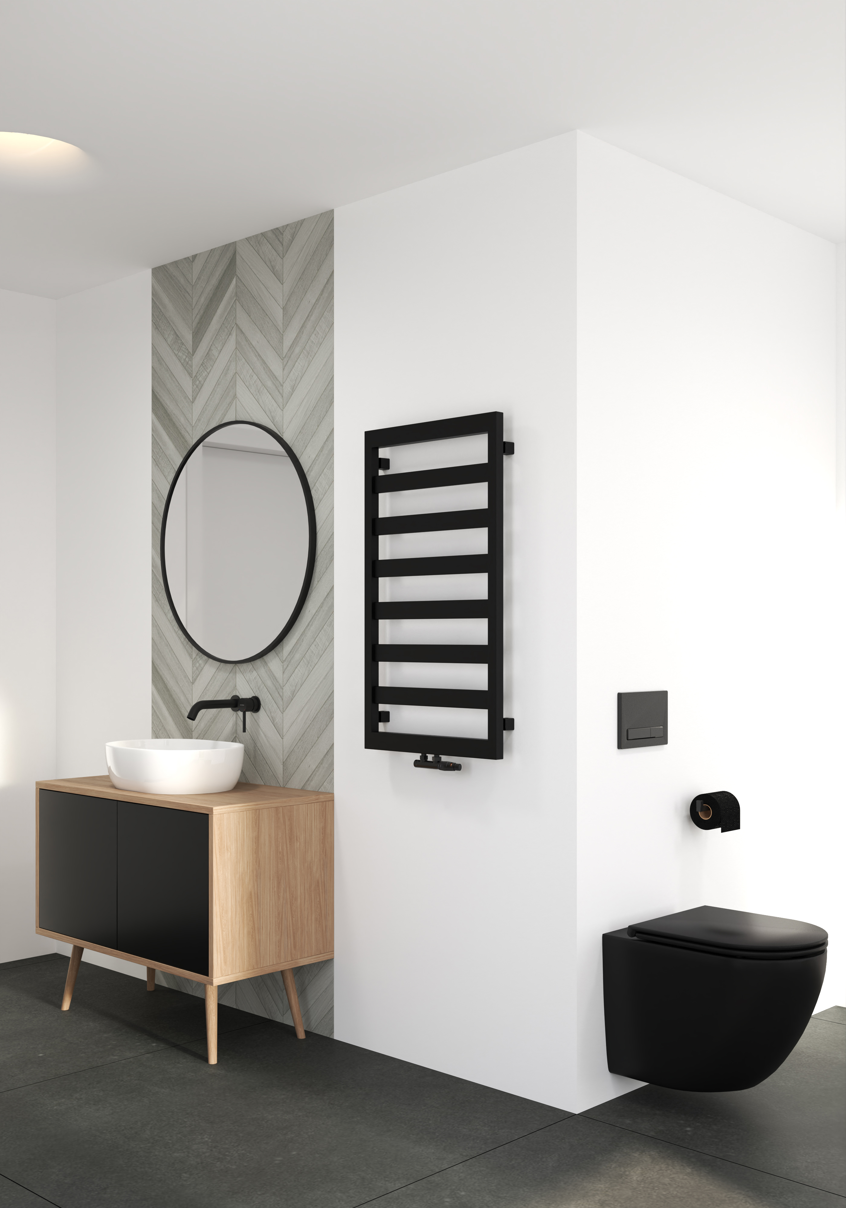 Oltens Benk grzejnik łazienkowy 91x50 cm czarny mat 55004300 - Wysyłka w 24h