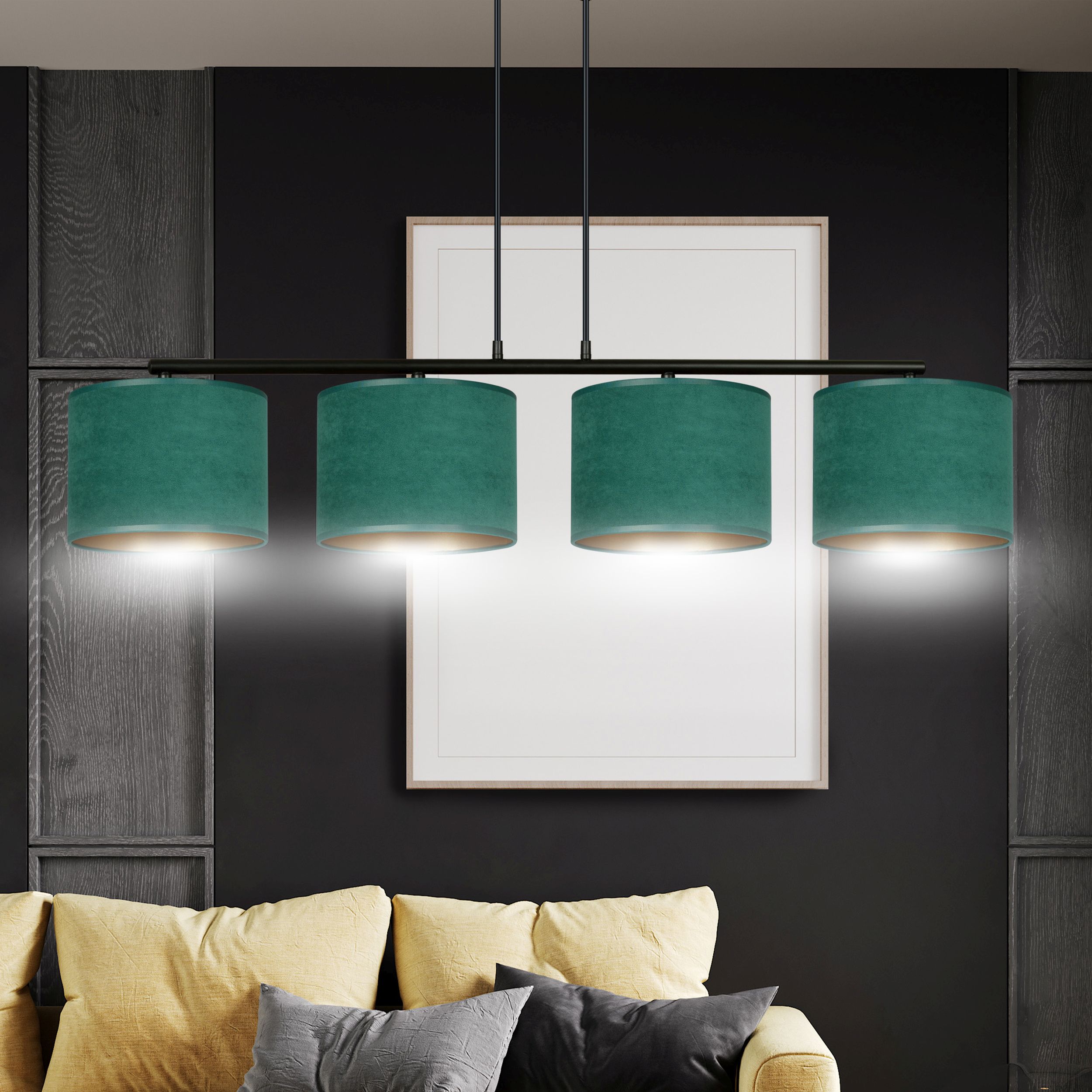 Emibig Hilde lampa wisząca 4x15 W czarna-zielona-złota 1051/4