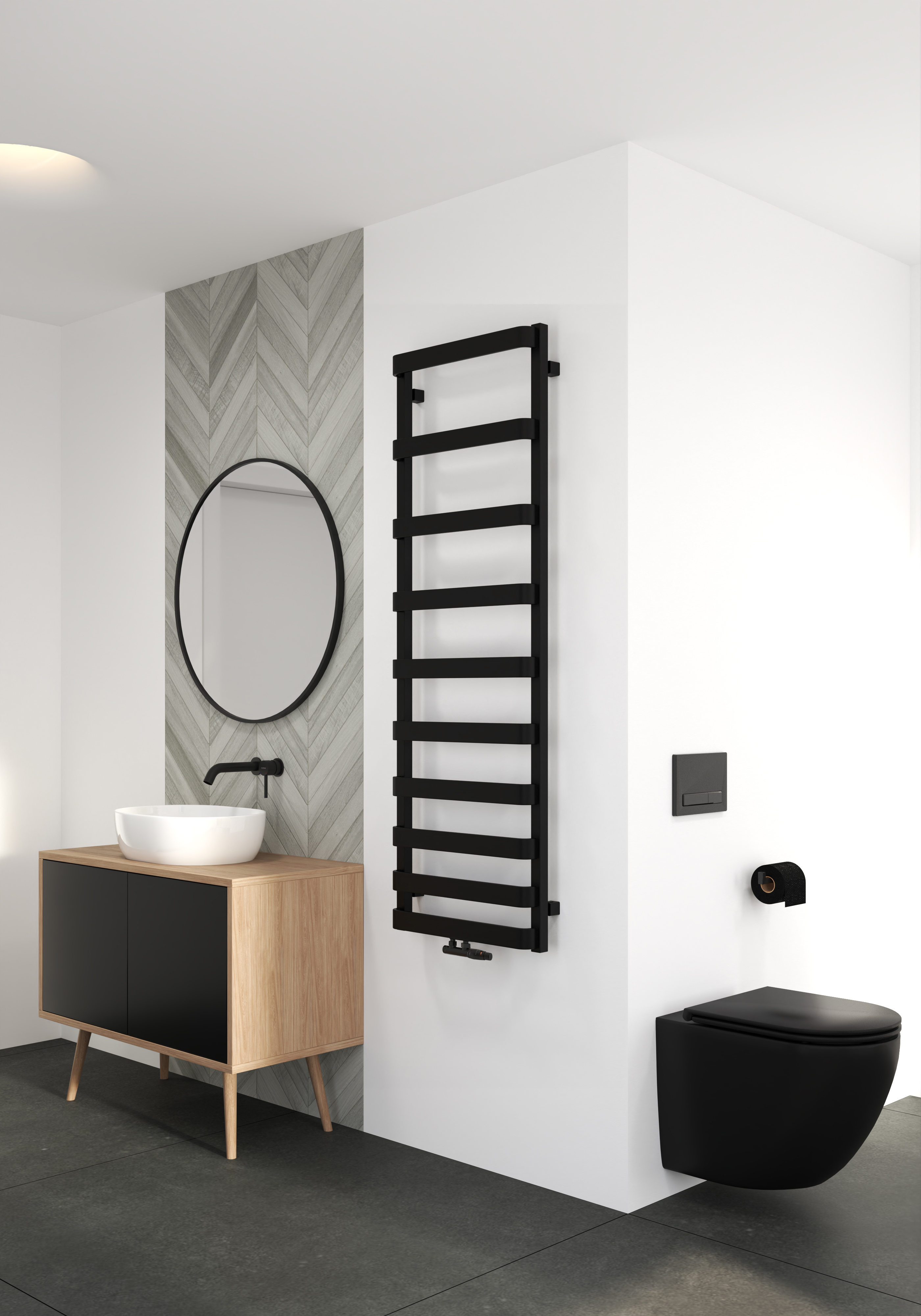 Oltens Varme grzejnik łazienkowy 151x50 cm czarny mat 55003300 - Wysyłka w 24h