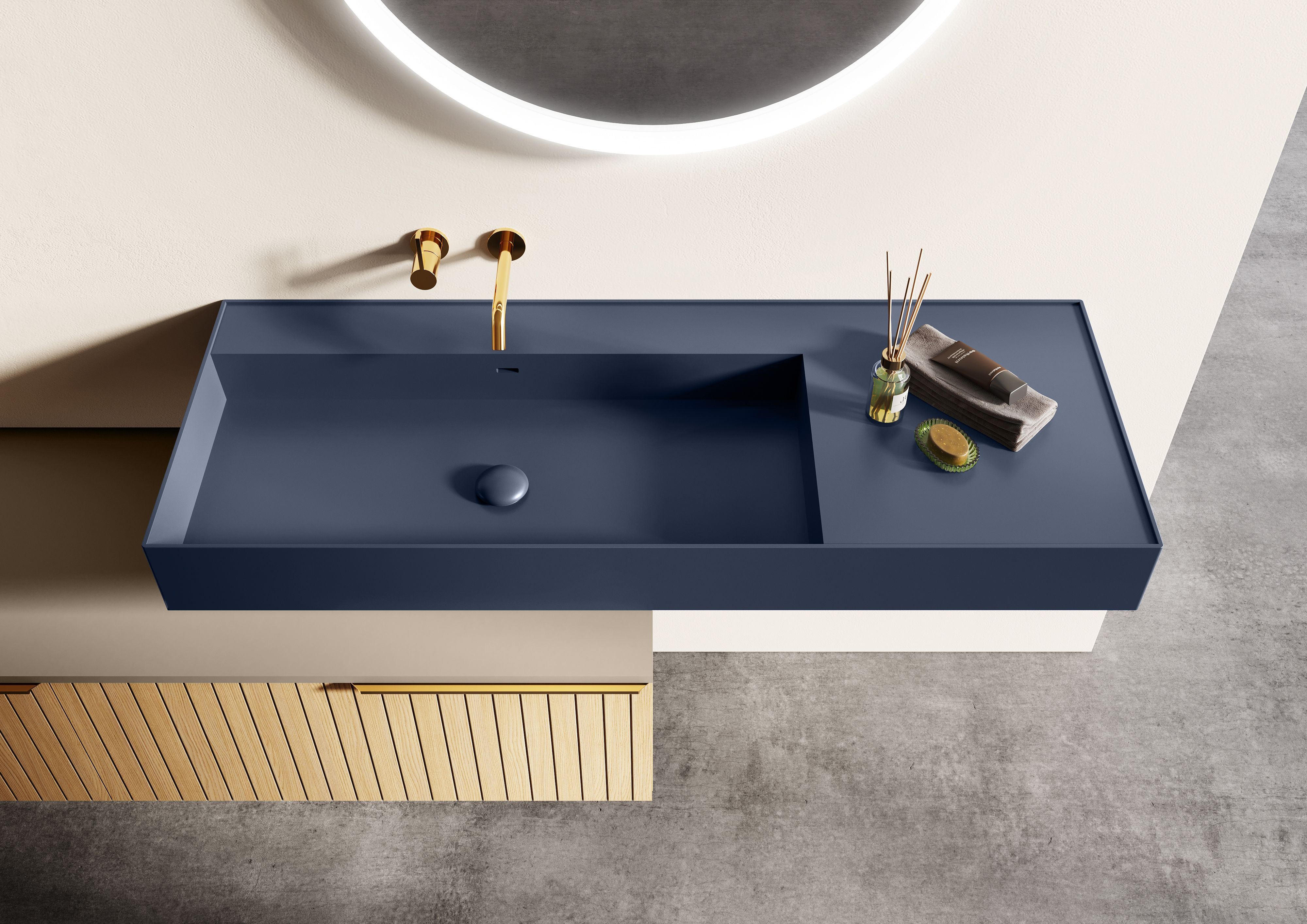 Elita Level umywalka 100,5x45,5 cm prostokątna ścienna lewa navy blue matt RE041461187030