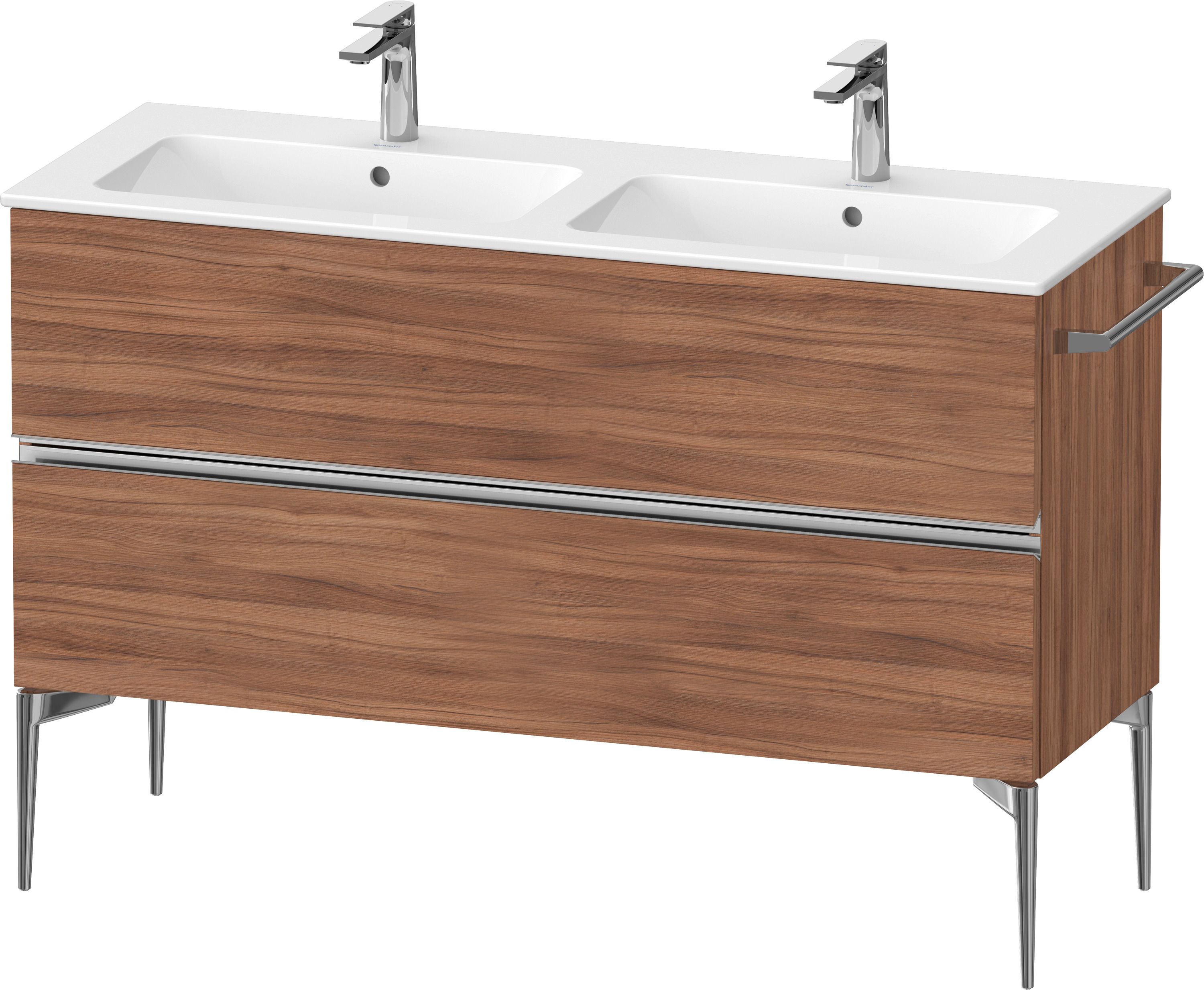 Duravit Sivida szafka 128x47,7x59,1 cm podumywalkowa wisząca orzech-chrom SV4647010790000
