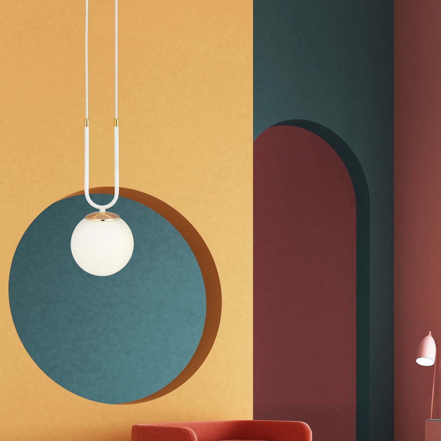 Emibig Glam lampa wisząca 1x10 W biała-opal 1115/1