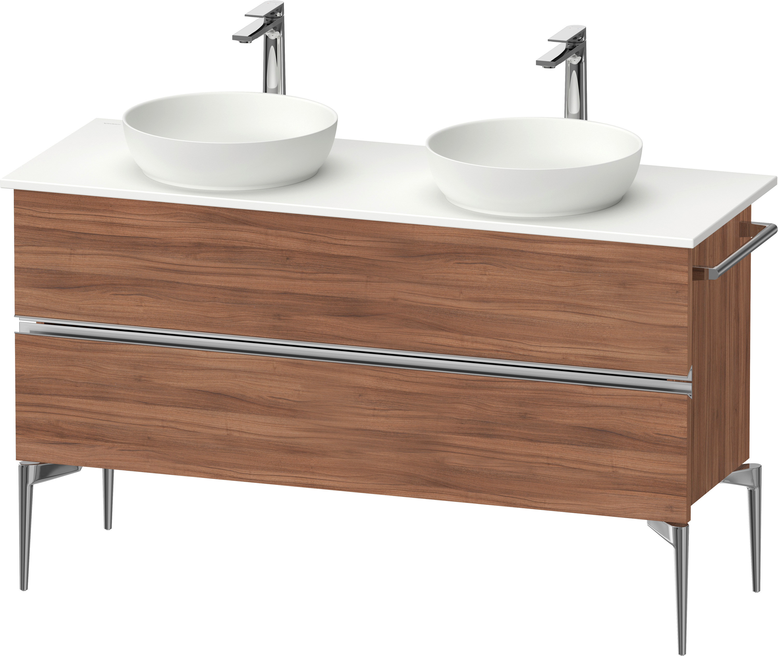 Duravit Sivida szafka 131,5x47,5x54,8 cm podumywalkowa wisząca orzech-chrom SV4661010790000
