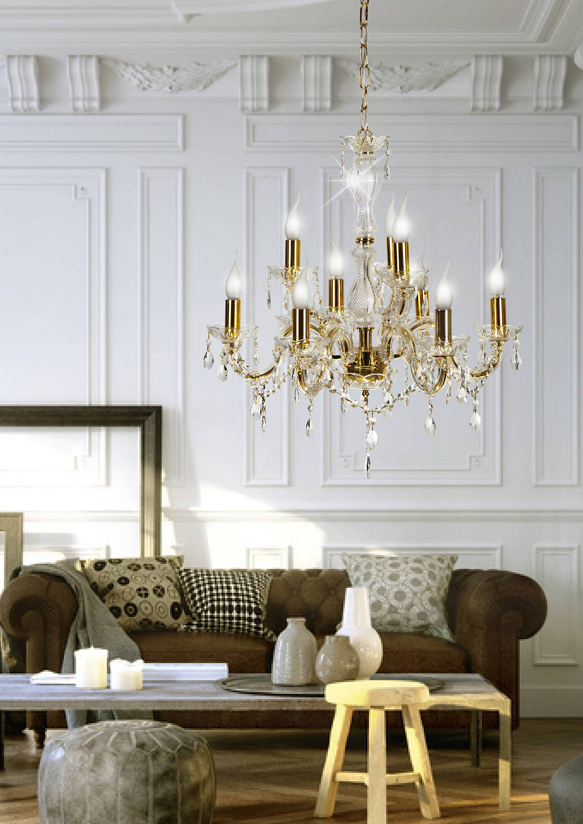 Candellux Maria Teresa lampa wisząca 9x40W złoty 39-95841