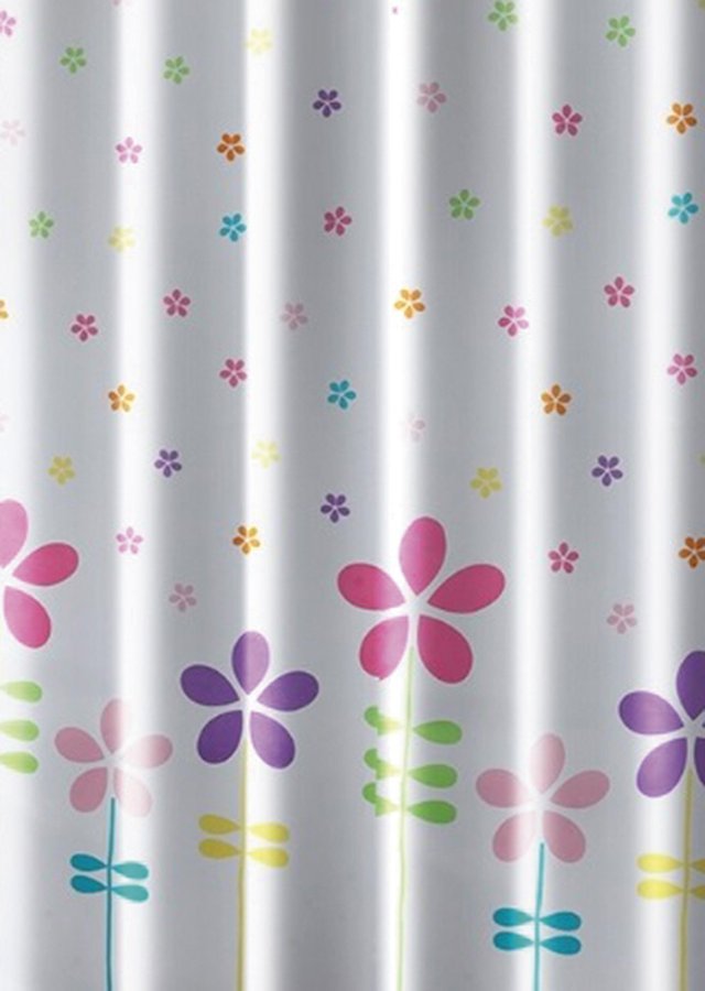 Aqualine zasłona prysznicowa 180x180 cm poliester biała/kwiaty ZV025