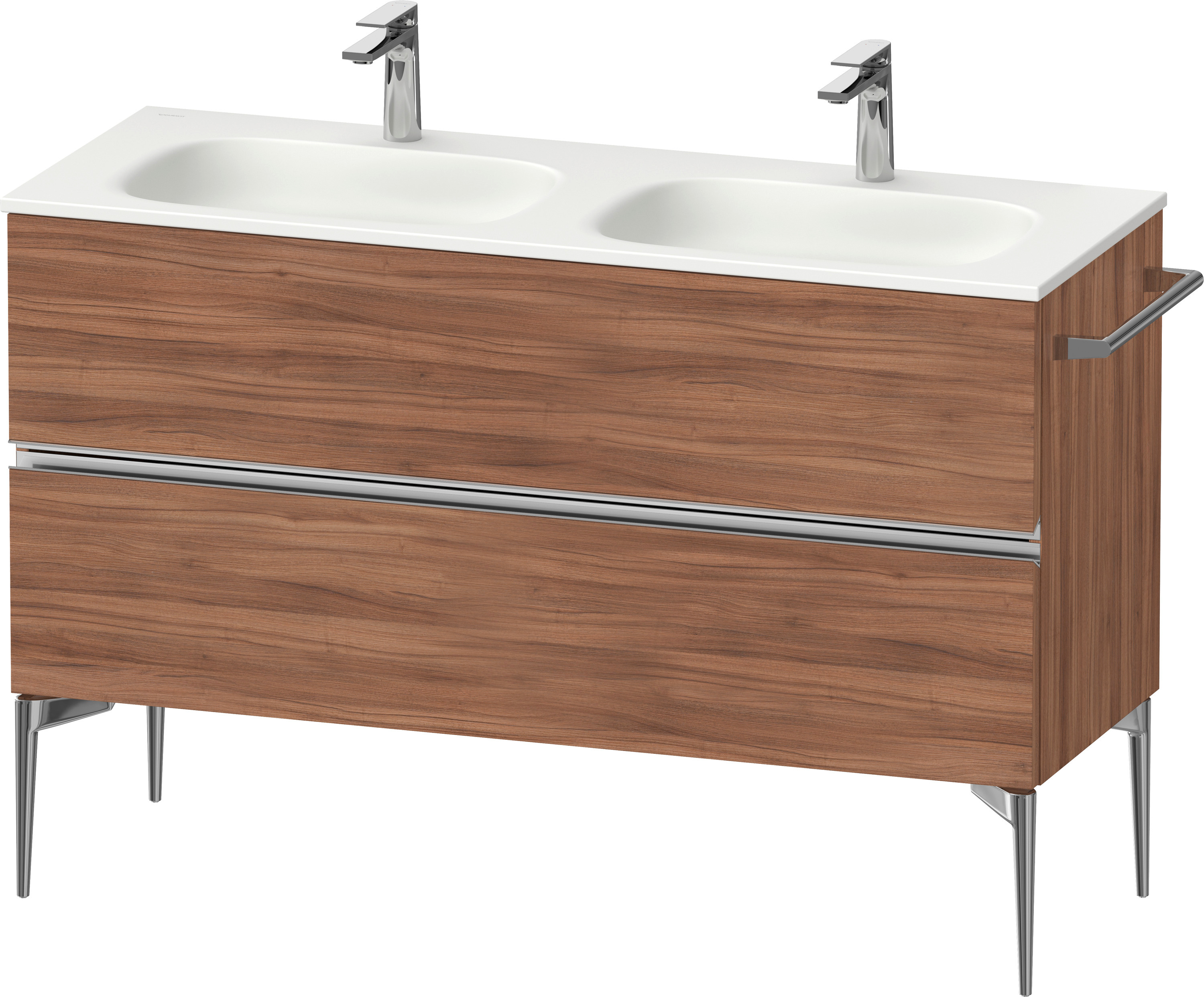 Duravit Sivida szafka 128x47,7x59,2 cm podumywalkowa wisząca orzech-chrom SV4654010790000