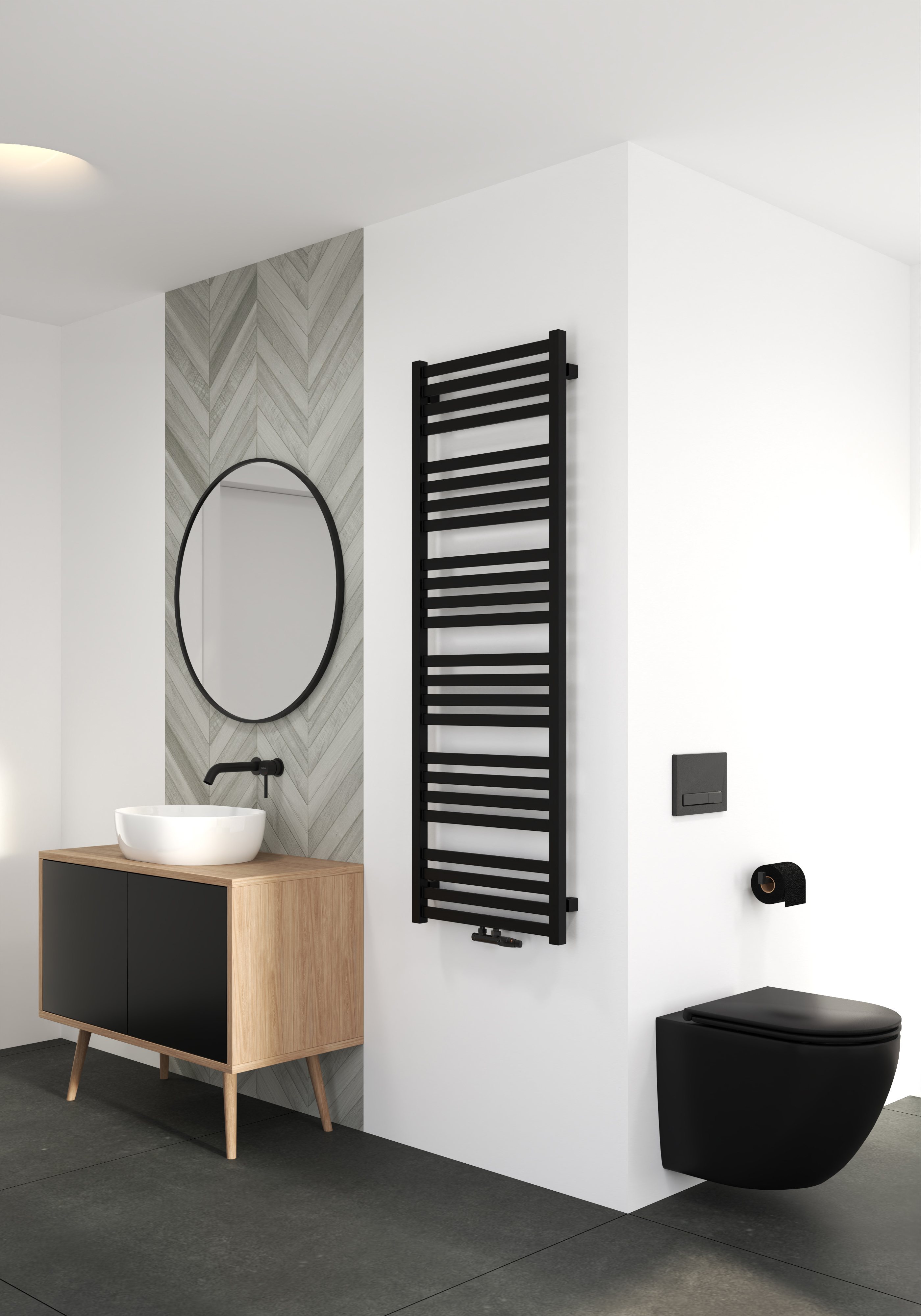 Oltens Vanlig grzejnik łazienkowy 146x50 cm czarny mat 55009300 - Wysyłka w 24h