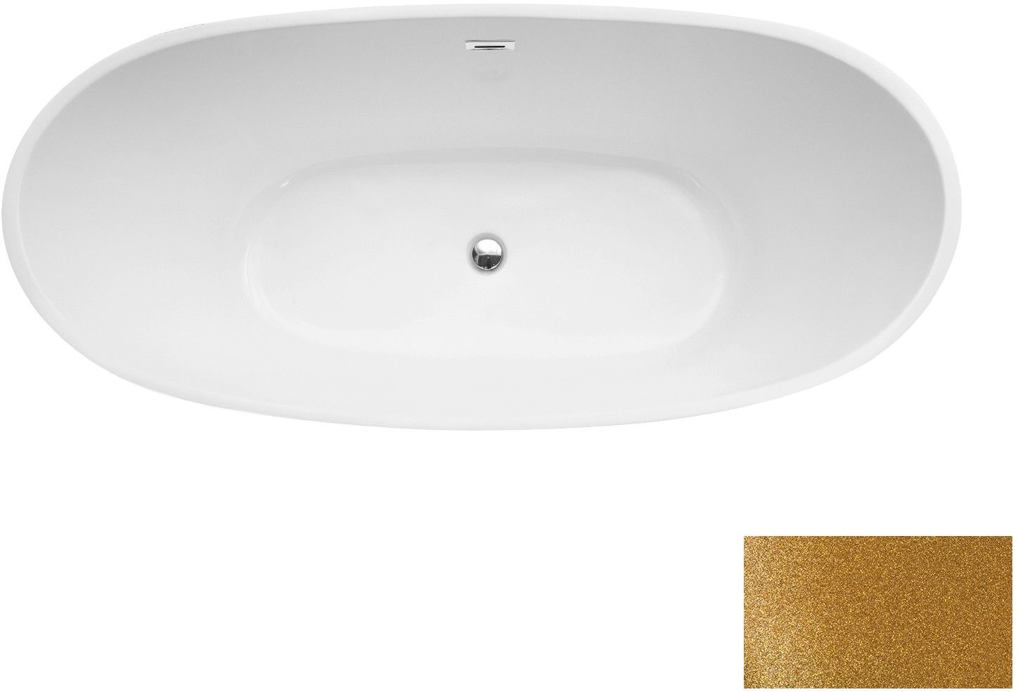 Besco Ayla Glam wanna wolnostojąca 170x80 cm biały połysk/złoty/grafit #WAS-170-AYZG
