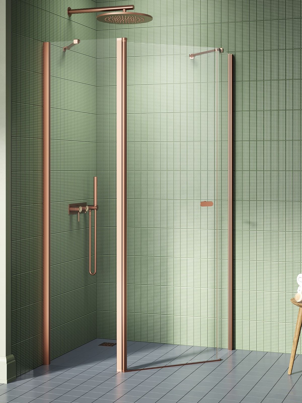 New Trendy New Soleo Copper Brushed kabina prysznicowa 100x80 cm miedź szczotkowana/szkło przezroczyste K-1703