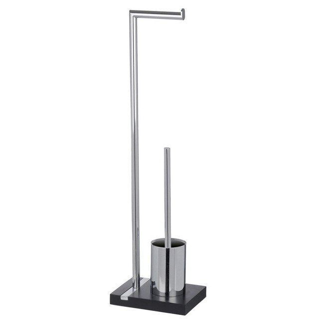 Wenko Noble stojak na papier toaletowy ze szczotką do WC 2w1 srebrny/czarny 20460100