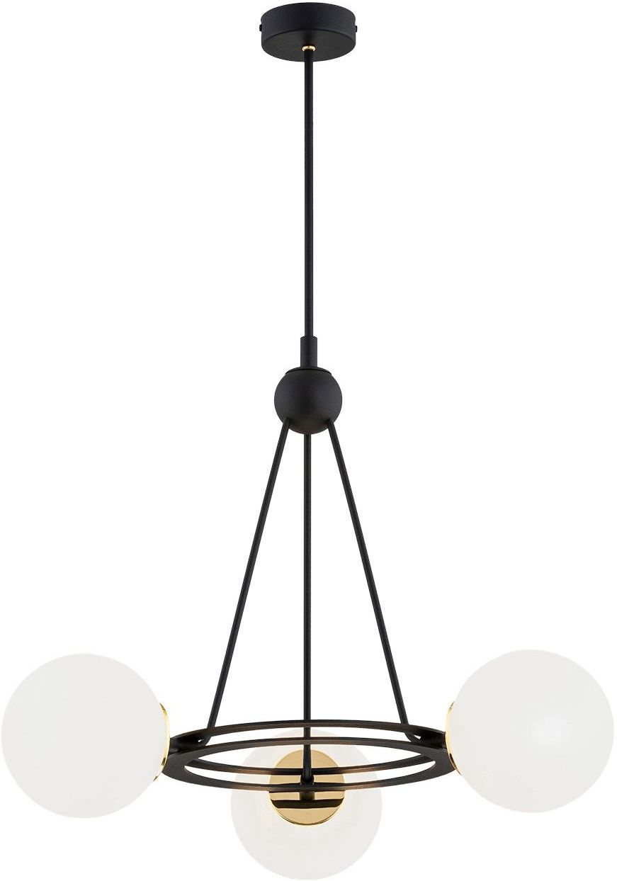 Argon Amalfi lampa wisząca 3x15W opal mat/czarny/mosiądz 6150