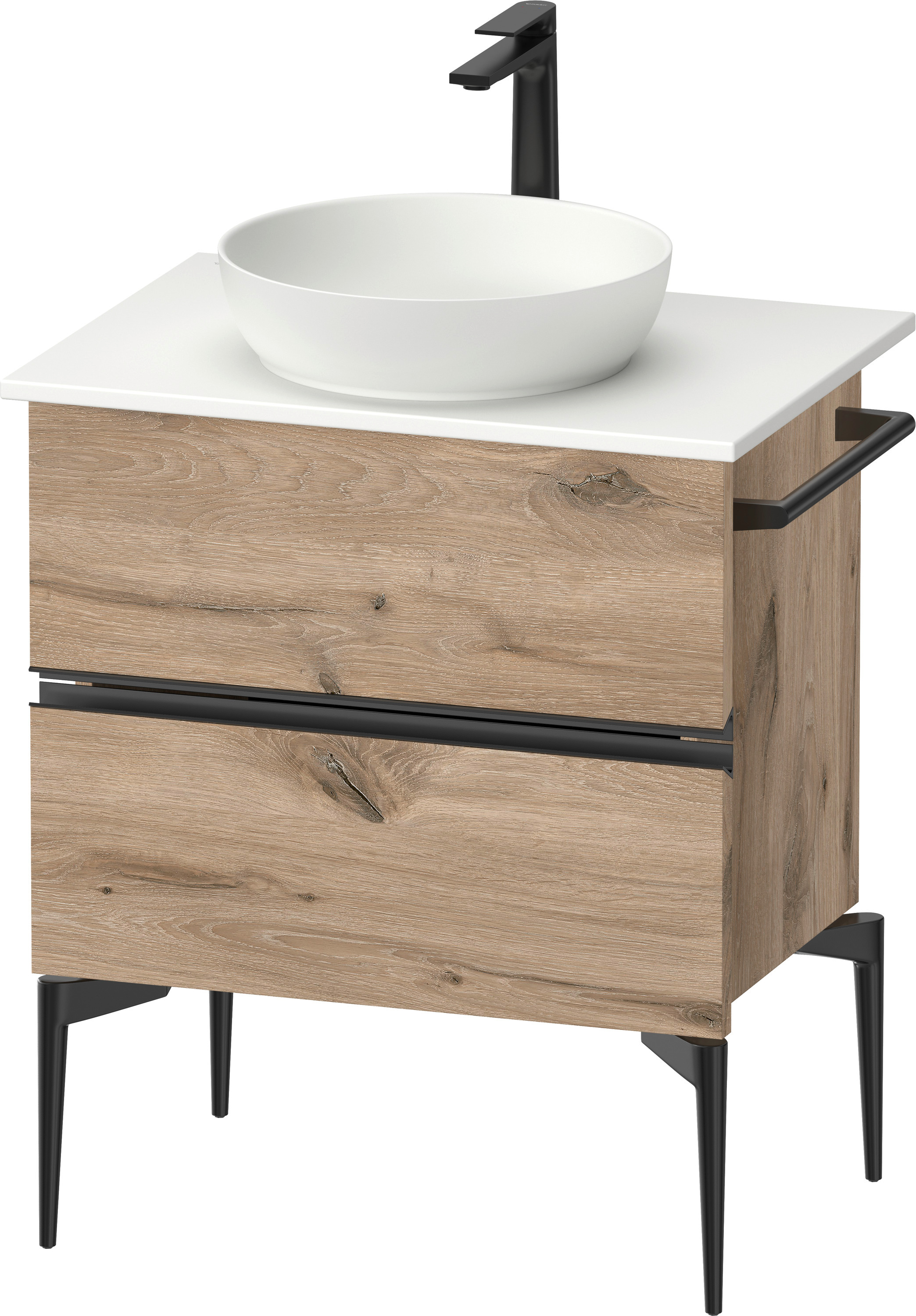 Duravit Sivida szafka 64,5x47,5x54,8 cm podumywalkowa wisząca czarna-dąb SV46570BD550000