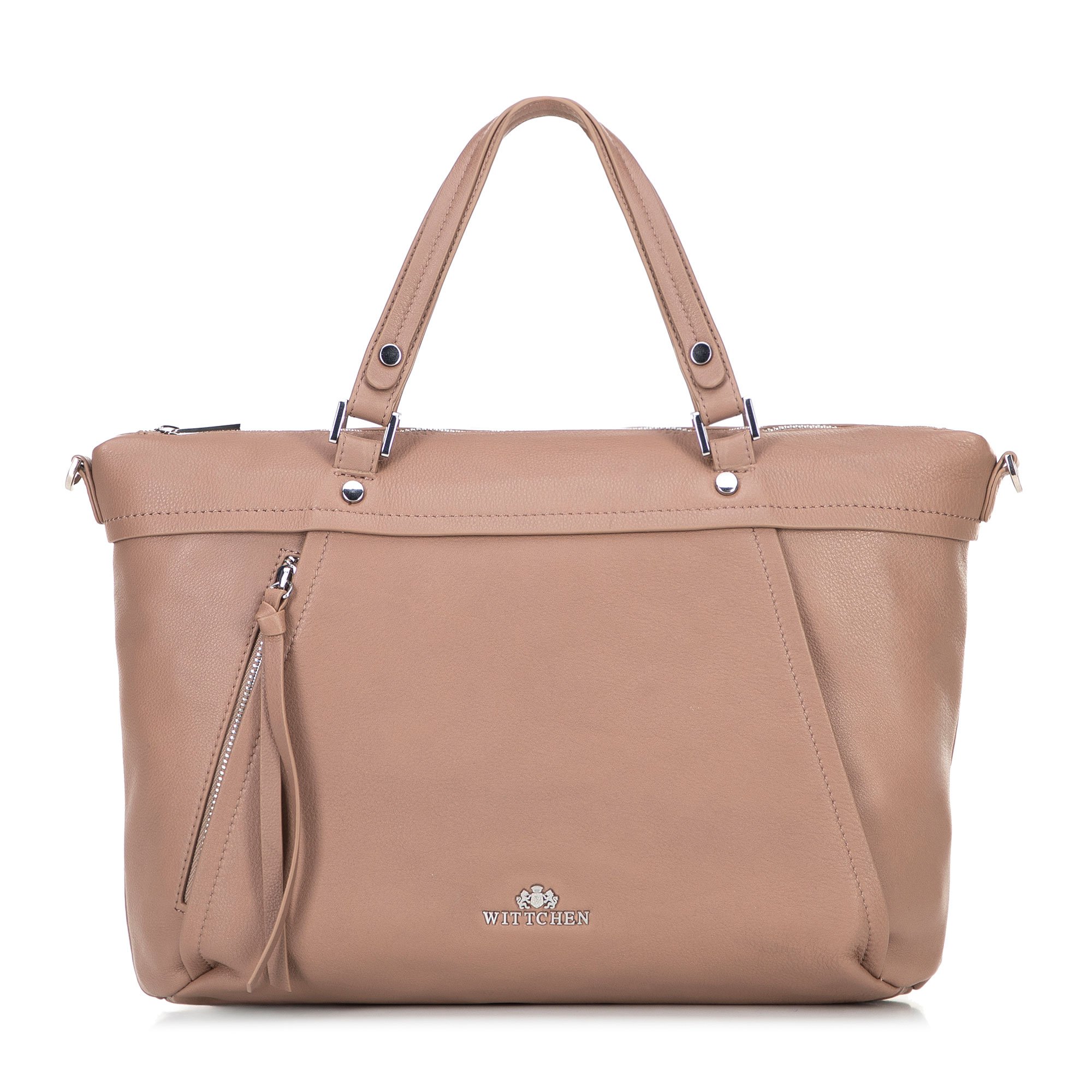 Damska torba na laptopa 15" ze skóry z chwostem beżowa