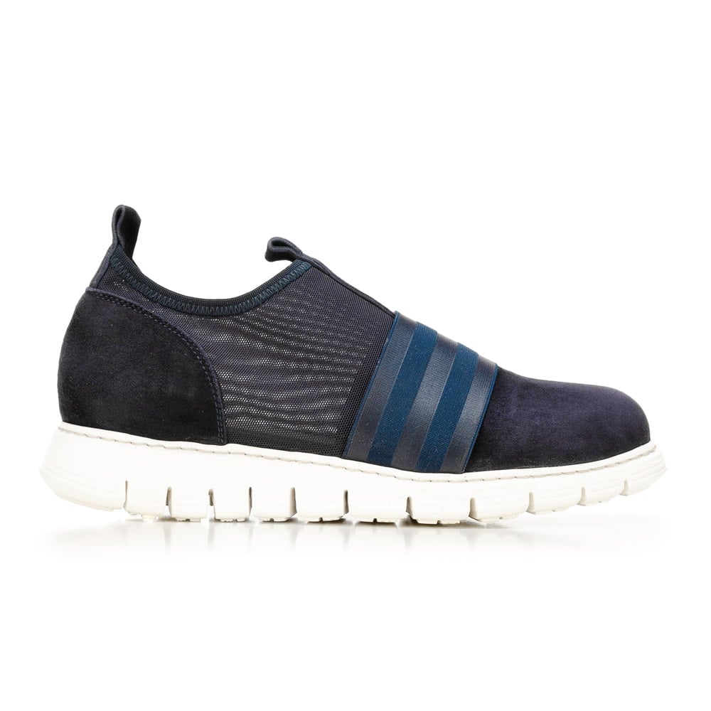 Damskie sneakersy zamszowe z gumką granatowe