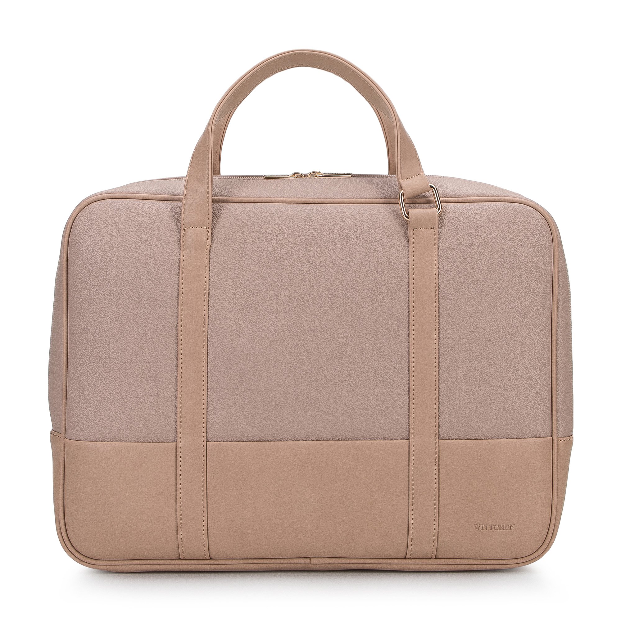 Torba na laptopa 15,6” z ekoskóry o dwóch fakturach beżowa