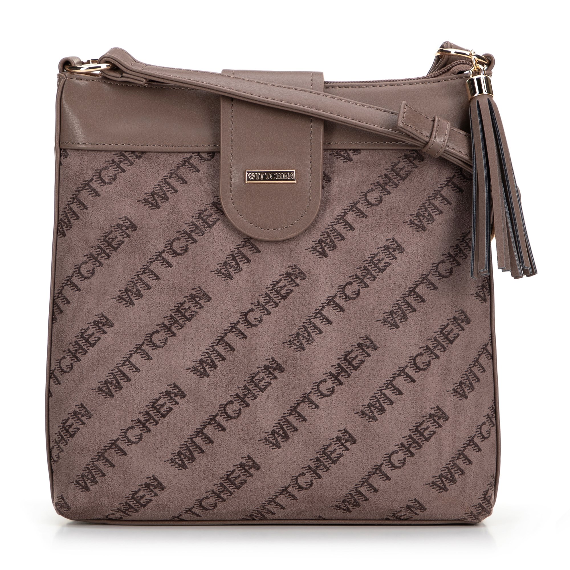 Damska crossbody z ekoskóry w logo beżowa