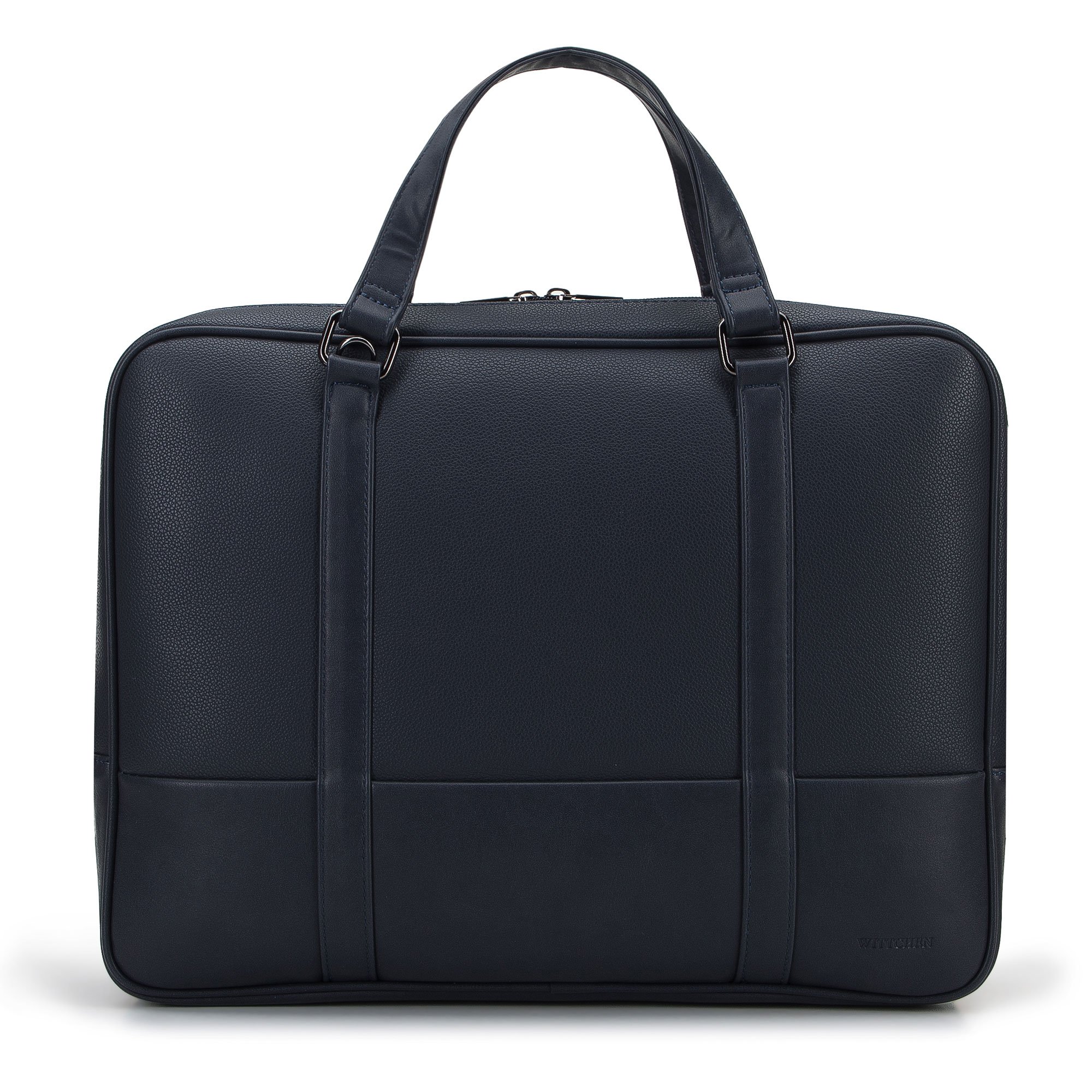Torba na laptopa 15,6” z ekoskóry o dwóch fakturach dwukomorowa granatowa