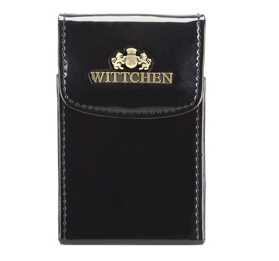 Etui na wizytówki ze skóry lakierowanej pionowe