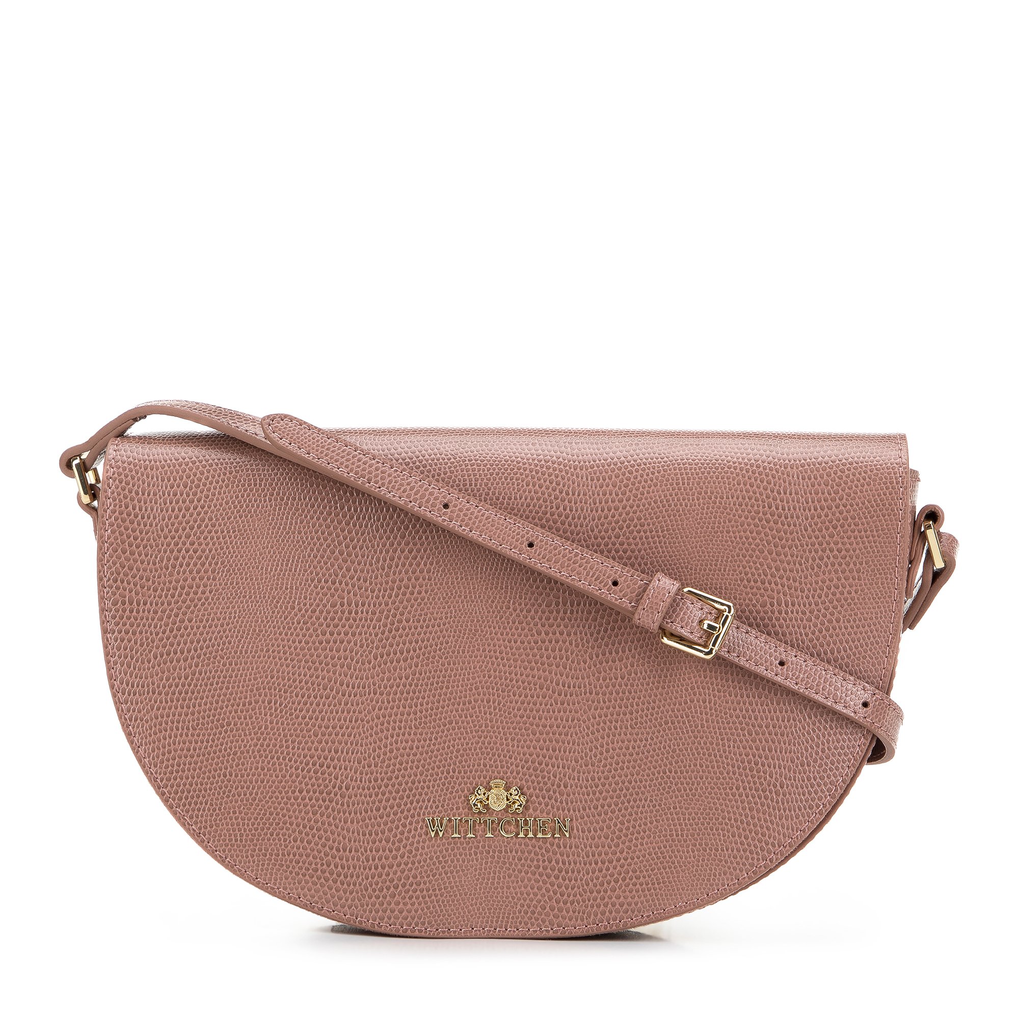 Damska saddle bag ze skóry o fakturze lizard różowa